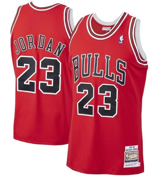 Men's Chicago Bulls/Wizards #23 Michael Jordan Red 1997-98 Throwback Stitched Jersey